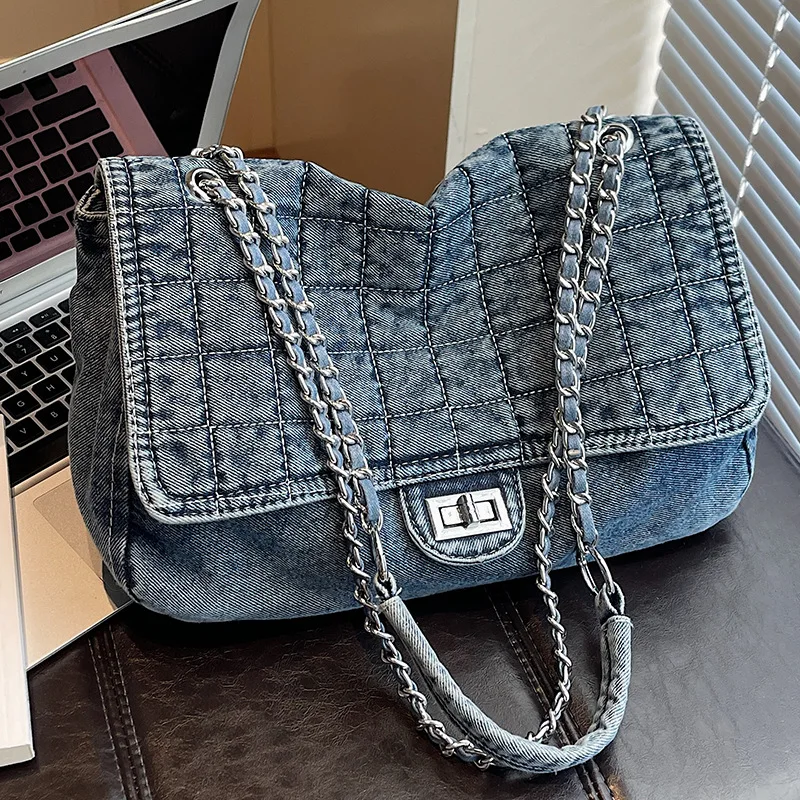 

Модная сумка-тоут с цепочкой и ремешком, большая вместительная сумка на плечо, женская стильная сумка для пригородных поездок, сумка для кампуса, просторный студенческий рюкзак