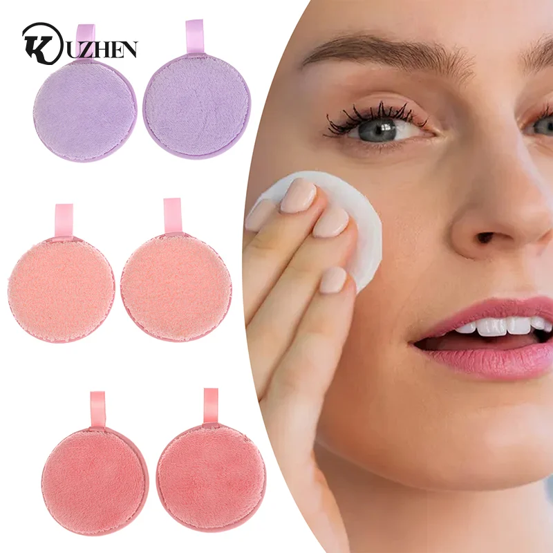 Plush Reusable Fiber Makeup Remover Pads Washable Rounds Cleansing Facial Cotton Make Up Removal Pads Tool