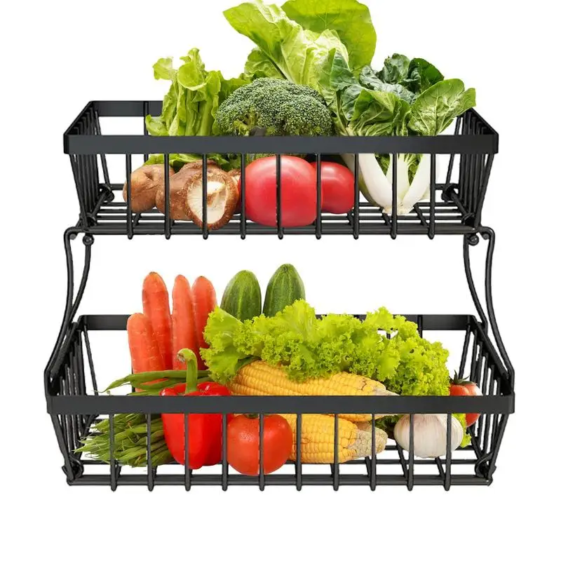 

Fruit Vegetable Storage Basket Fruit Basket Snack Holder 2 Tier Fruit Holder Storage Rack Food Storage Organizer Vegetable