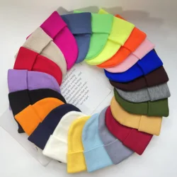 MLFO Unisex Adult Colorful Knit Beanie for Cold Weather Beanie Hat Warm Hat Soft Ear Flaps