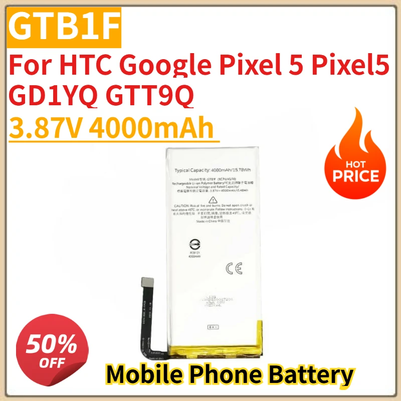 

High Quality New GTB1F Mobile Phone Battery 3.87V 4000mAh For HTC Google Pixel 5 Pixel5 GD1YQ GTT9Q
