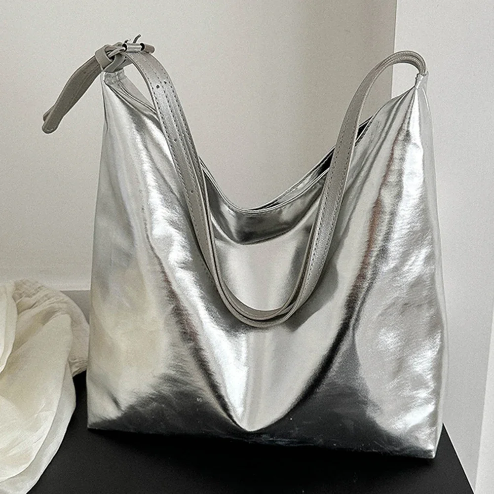 Luxury Designer Bag for Women Fashion Shopping Bag PU Top-Handle Handbag High Capacity Silver Gold Casual Leather Tote Bag