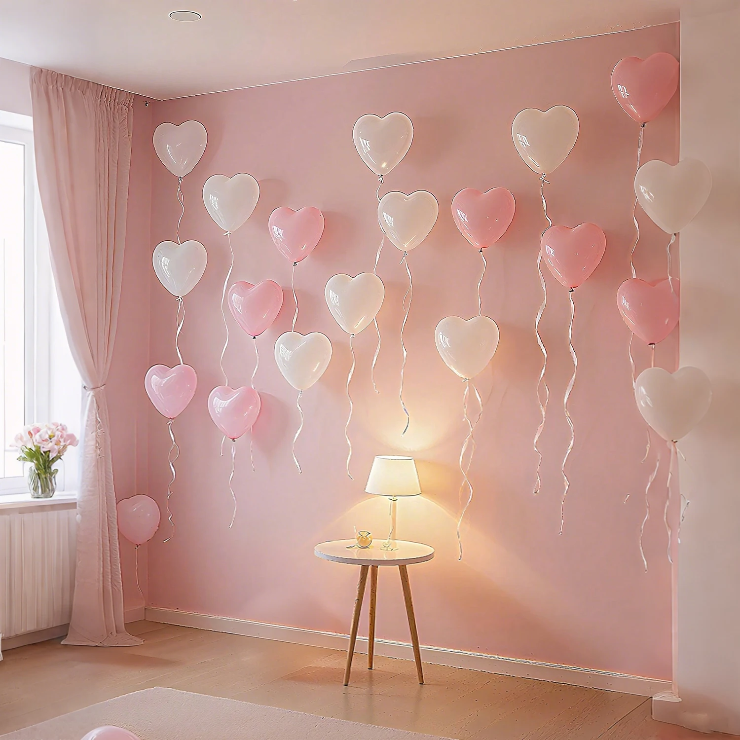 30 قطعة من بالون اللاتكس الأبيض الوردي مقاس 10 بوصة لعيد الحب، وأعياد الميلاد، وذكرى الزفاف، وديكور الحفلات