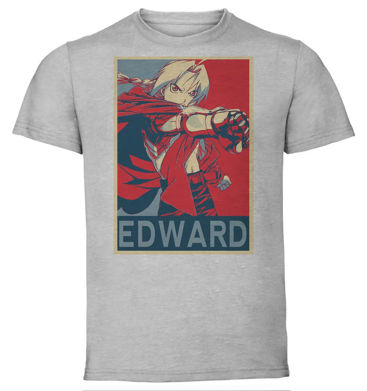 

T-Shirt Unisex Grey Propaganda Fullmetal Alchemist Edward