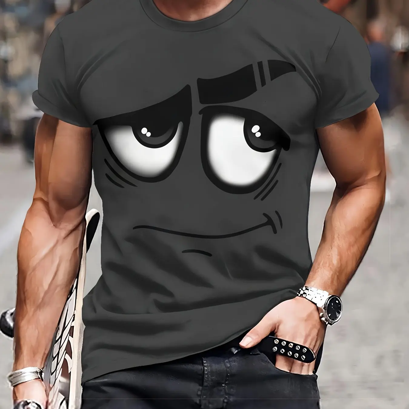 

Funny 3D Expression Print Men's T Shirt Hip Hop Trend Street Tees Casual Round Neck Short Sleeve Tops Summer Fashion Loose Tees