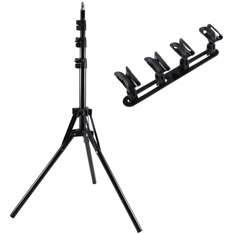 Microphone Support Stand With Clip Bar Base- For Live Streaming Mic Holder 4 Camera Positions + 4 Microphone Clips+Floor Stand