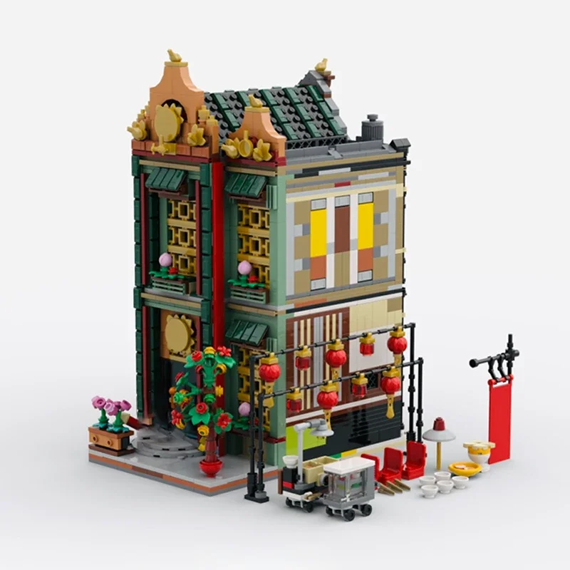 Medieval Street View Model MOC Building Bricks Ancient Jade Villa Modular Technology Gifts Holiday Assemble Children Toys Suit