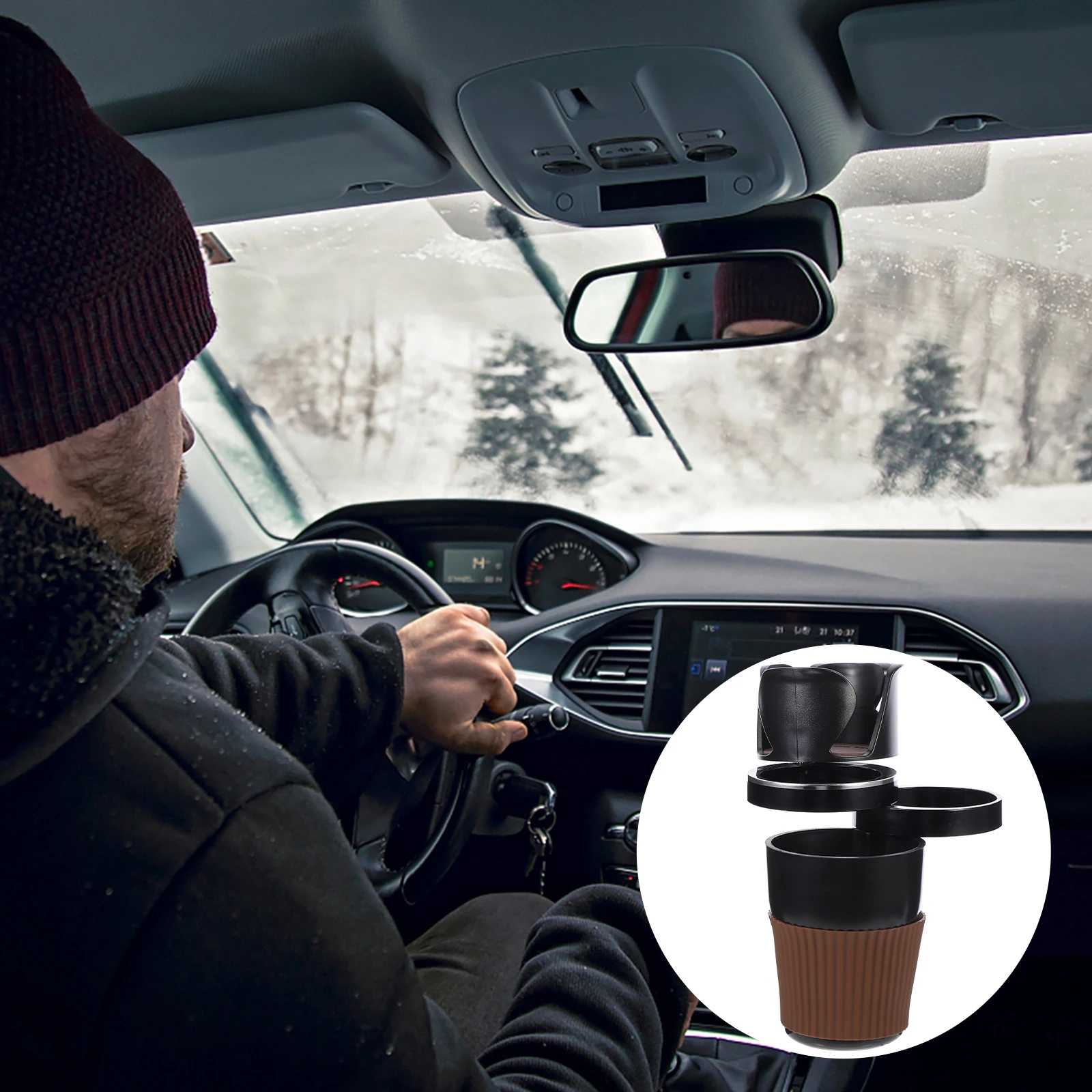 

Car Cup Holder Expander 360 Degree Rotation Mobile Phone Key Storage Auto Drink Holder Vehicle Water Cup Rack