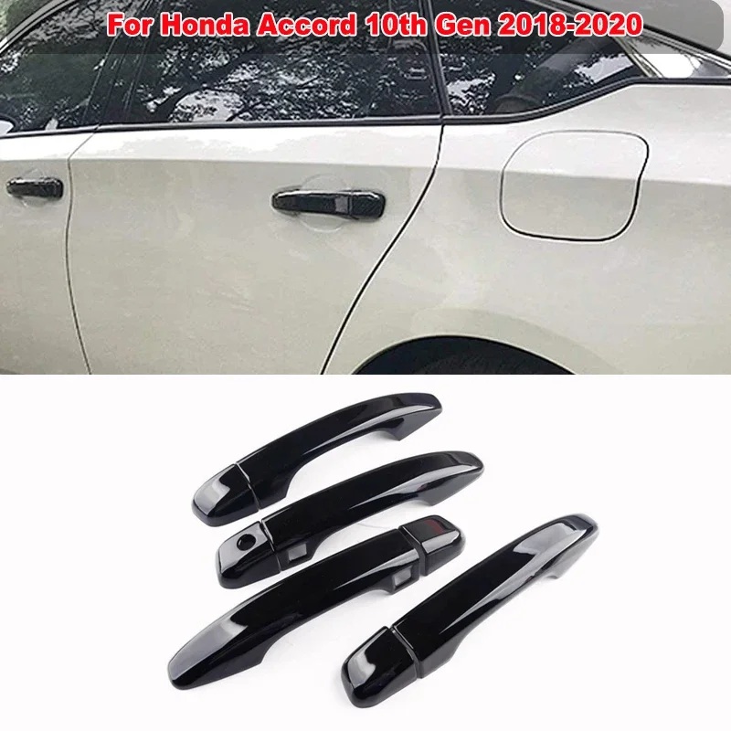 Auto Exterior Door Handle Cover Trim Sticker For Honda Accord 10th Gen 2018-2020 w/ Smart Keyhole Protection Kit Car Accessories