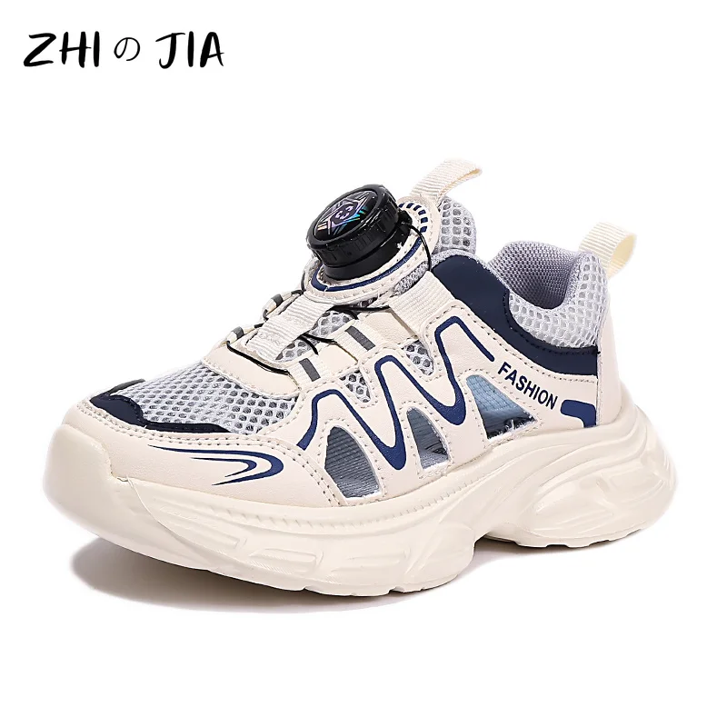 Summer New Children's Cave Shoes Fashionable Casual Sandals Rotating Buckle Girls Height Increasing Breathable Sneakers