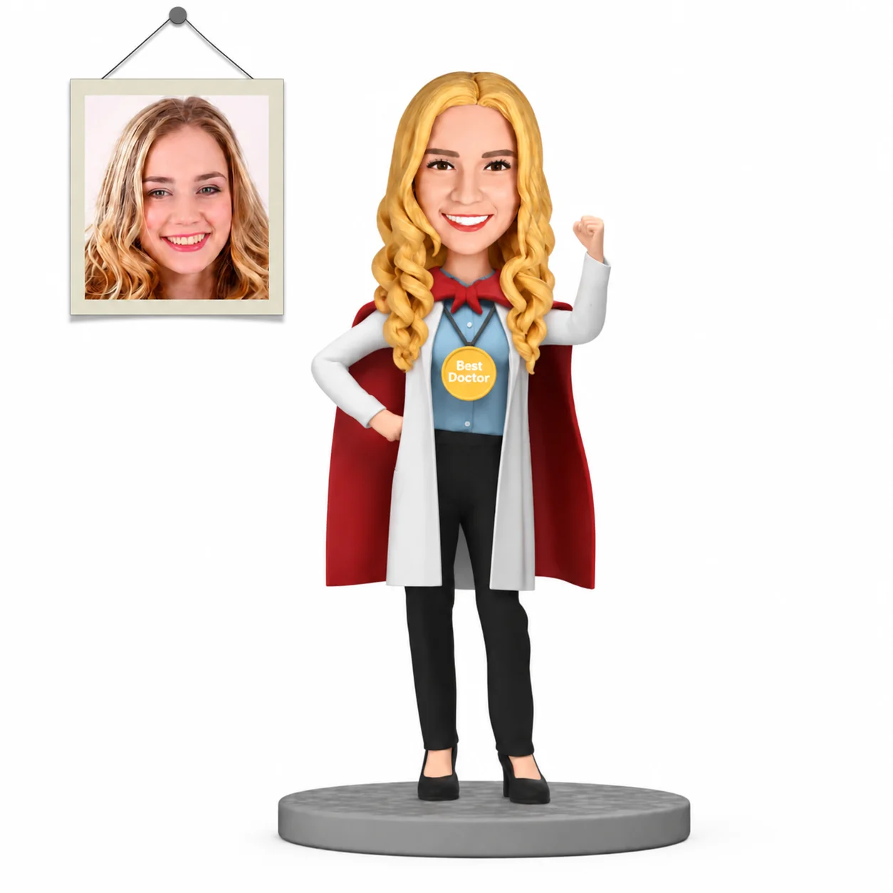 Custom Hero Doctor Bobblehead with Cape Personalized Physician Gift