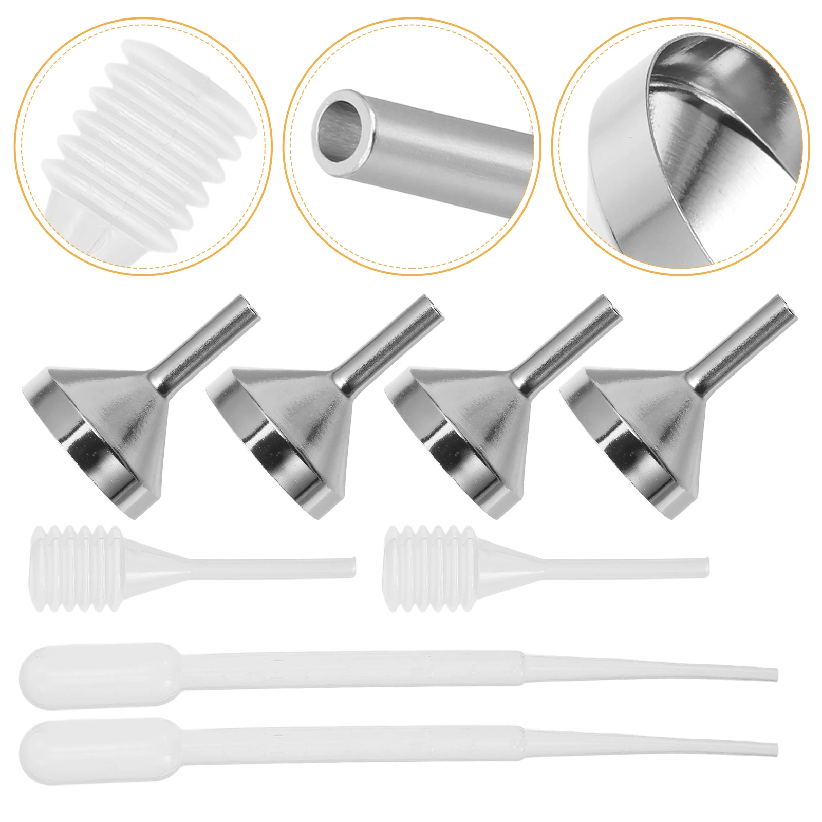 

1 set Metal Set For Small Bottles Mini Liquid Dispensing Tool Powder Transfer Perfume Oil Dispenser Small Bottle Filling Funnel
