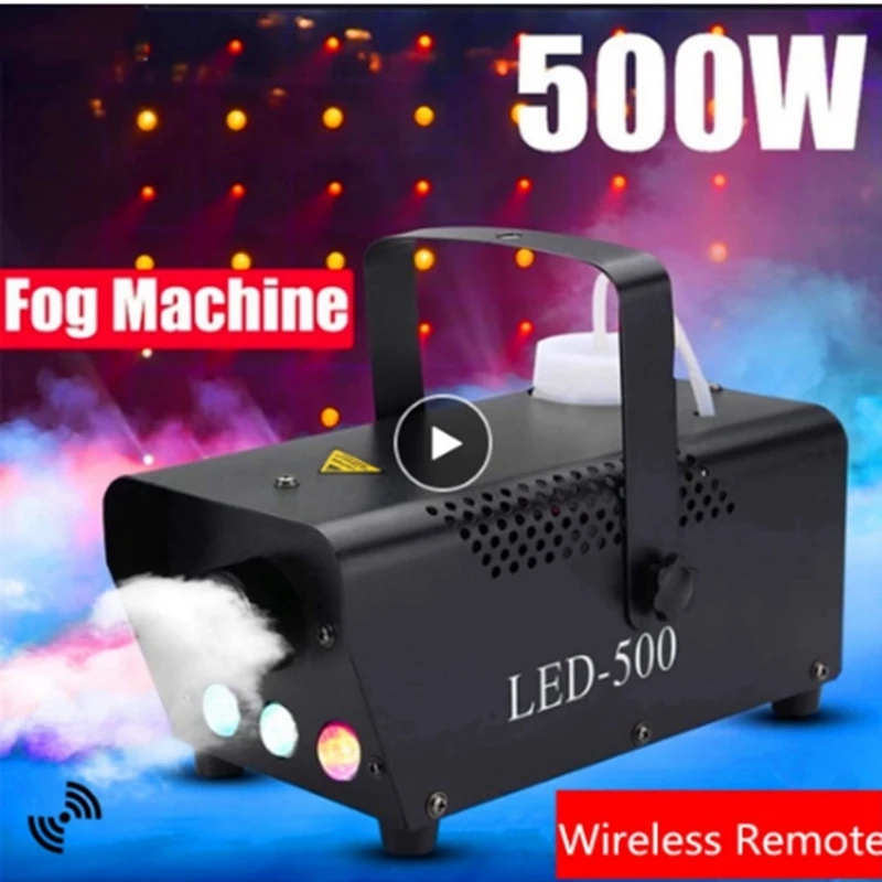 Fog Machine, 500W Halloween Portable Smoke Machine with Color LED Lights,Remote Control Suitable for Christmas EU Plug