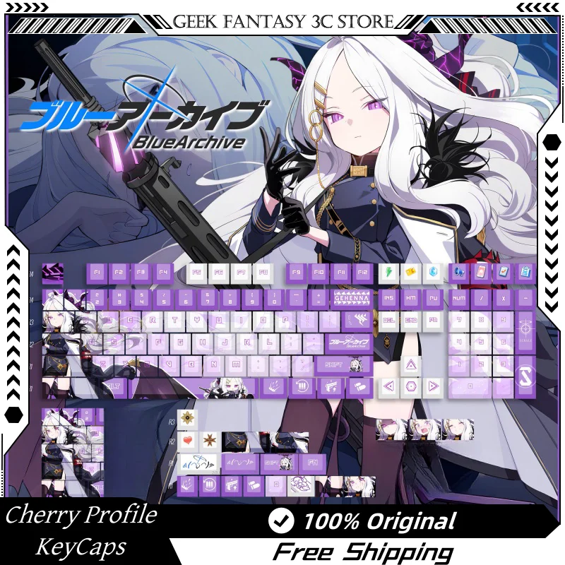 

2024 New Bluearchive Sorasaki Hina Theme Keycaps 120 Keys Cherry Profile Pbt Mechanical Keyboard Cartoon Anime Game Gift Keycaps