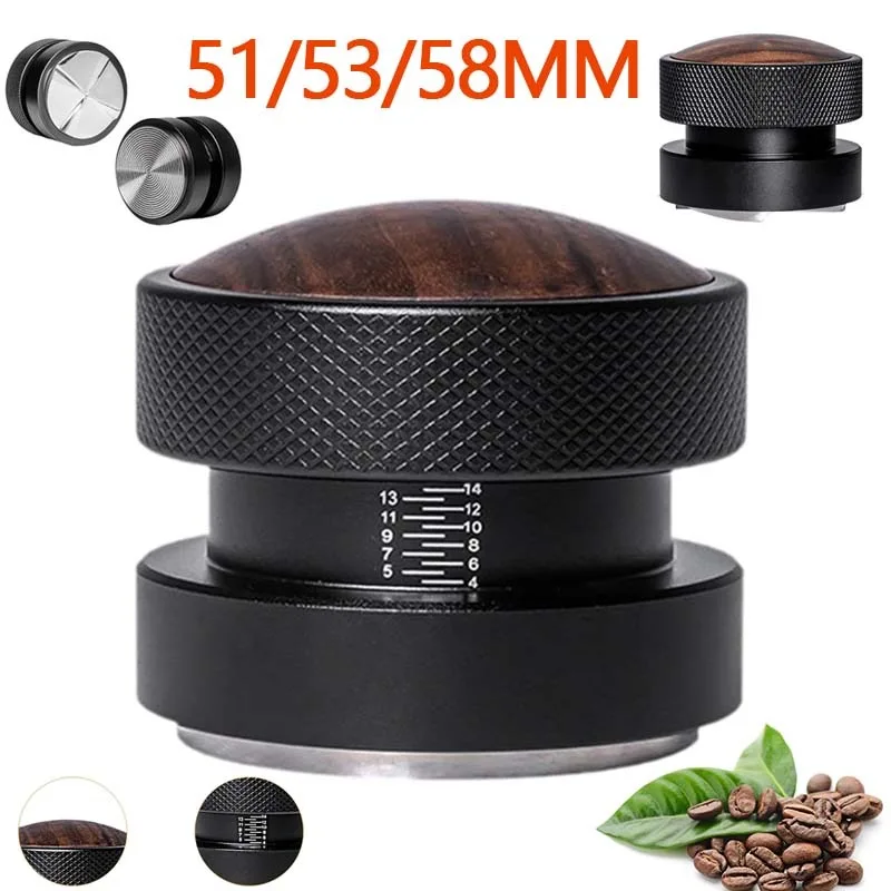 

51/53/58mm Coffee Tamper Stainless Steel Adjustable Depth Coffee Distributor Calibrated Gravity Espresso Tamper Tool for Filter