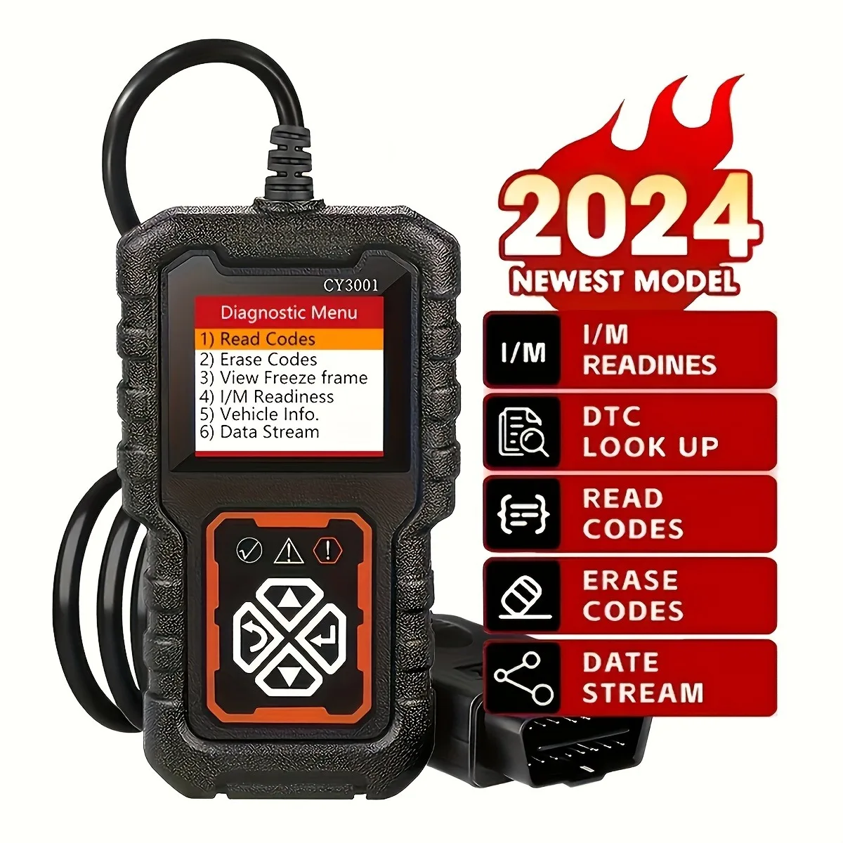 2024 الماسح الضوئي obdii أداة تشخيص السيارة 3001 obd2 الماسح الضوئي ، وضع قارئ رمز خطأ المحرك يمكن أداة مسح التشخيص لـ Obd2 Scanne