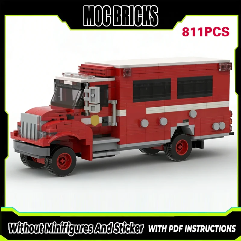 

Конструктор MOC: Модель городской пожарной машины, тяжелый пожарный автомобиль, модульная технология, подарки, праздничный набор для сборки, детские игрушки