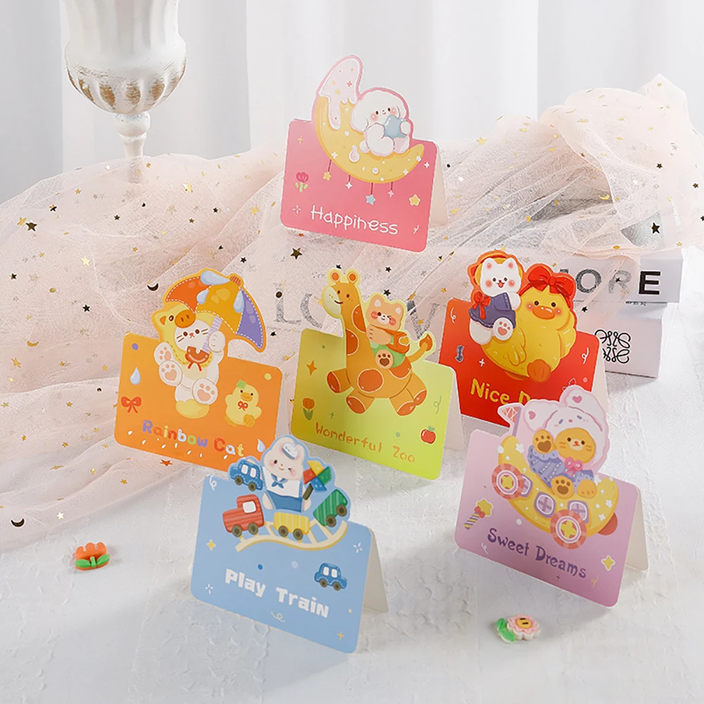 6 sheets Cartoon birthday cards, Instagram style blessings, souvenir activities, holiday gift giving small cards,，fun