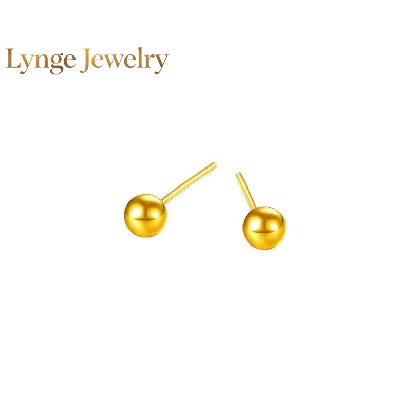 

Lynge Jewelry Shining Real 18k Gold Light Bead Earrings for Woman High-quality Luxury AU750 Earring Party Banquet Jewelry