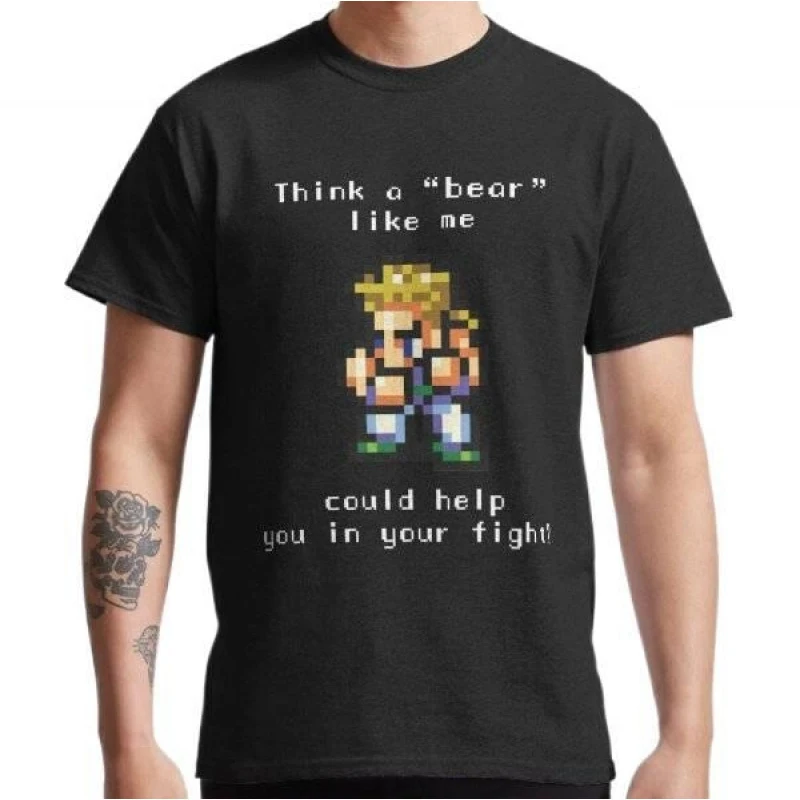 

A Bear Like Sabin Final Fantasy Gift t shirt for RPG gamer 100% cotton printed tee Short Sleeve Graphic Clothes All size tops