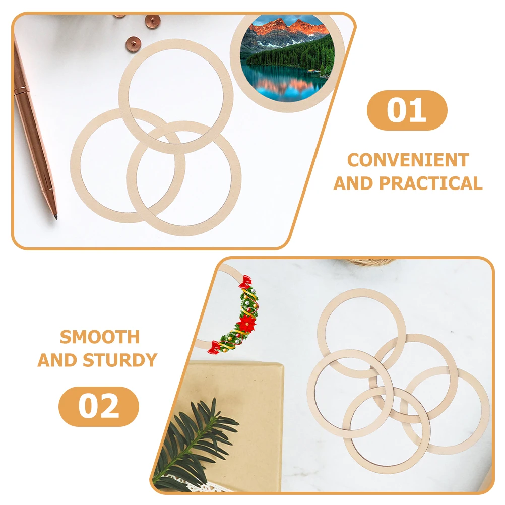 

100pcs Wood 6CM DIY Wreath Hoops Decor Craft Wood Hoops For Crafts Rings Supplies Circle Wooden Rings Sewing Tools