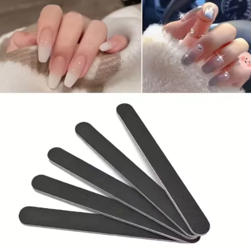 5/10/20/50/100pcs Double Sided Nail File Set Black Matte Board Nail Polish and Sanding Tool Washable Nail File Acrylic