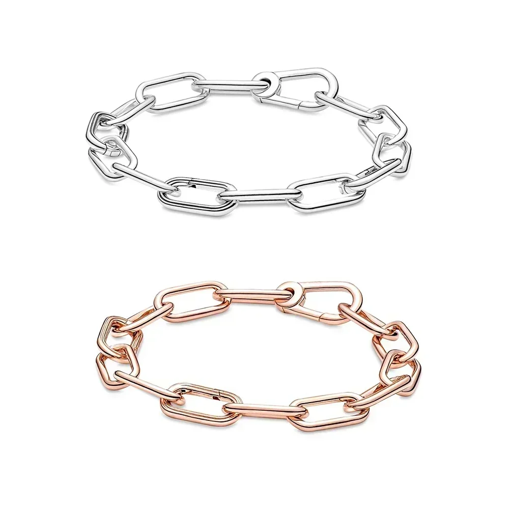 New Original 100% 925 Sterling Silver pretty ME Link Chain Bracelet Fit Girl Party Gifts Fashion 1:1 DIY Bracelet