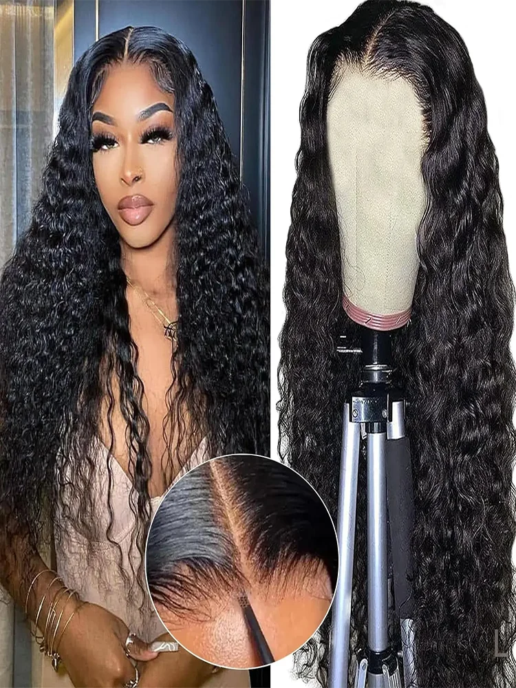 5x5 Glueless Wig Human Hair Ready To Wear Deep Wave Wig Human Hair Quality Curly Human Hair Wigs 180 Density Frontal Human Wig