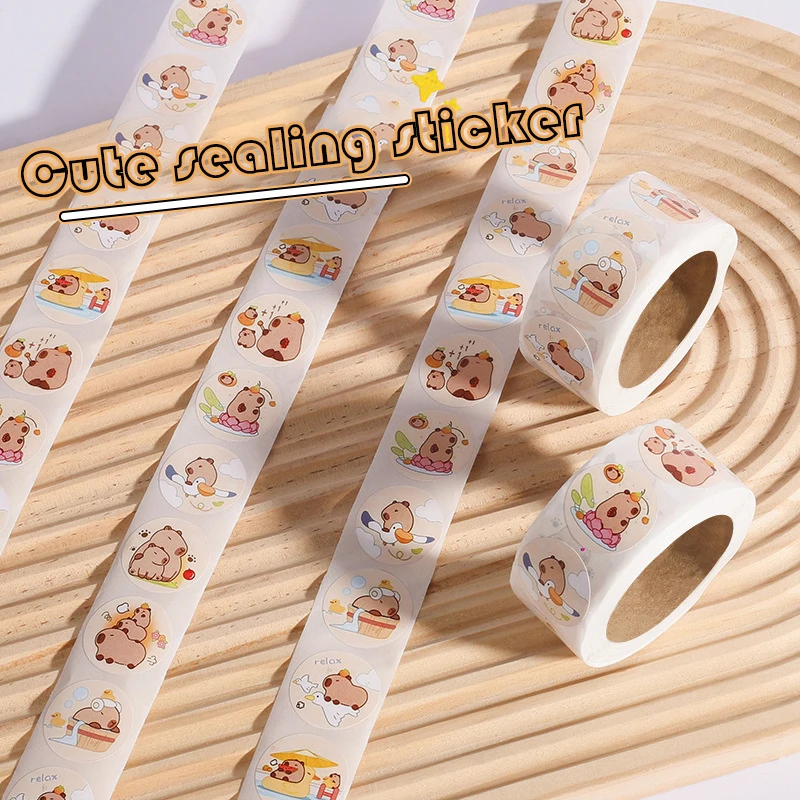 Cute Cartoon Brown Capybara Stickers 400pcs Plump Animal Design DIY Scrapbook Phone Wall Decal Reward Seal Label Kid Toy view 3