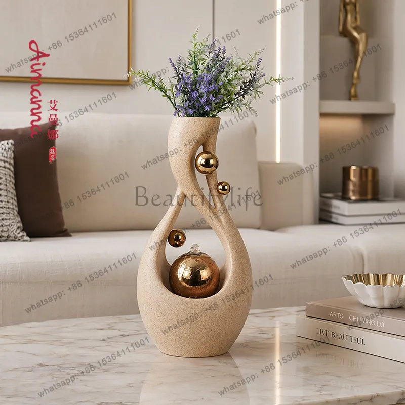 Desktop running water ornament circulating water modern simple vase round ball fountain entrance decoration