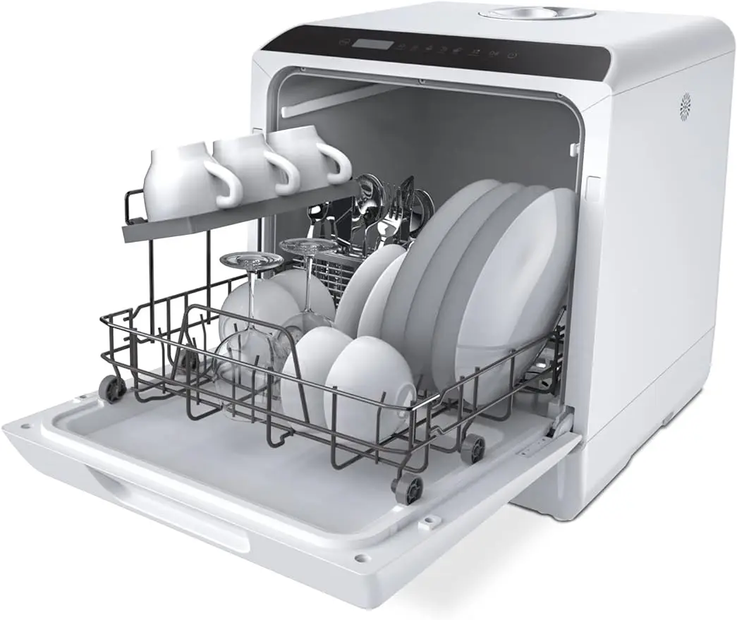 

Countertop Dishwasher, 5 Washing Programs Portable Dishwasher With 5-Liter Built-in Water Tank, No Hookup Needed