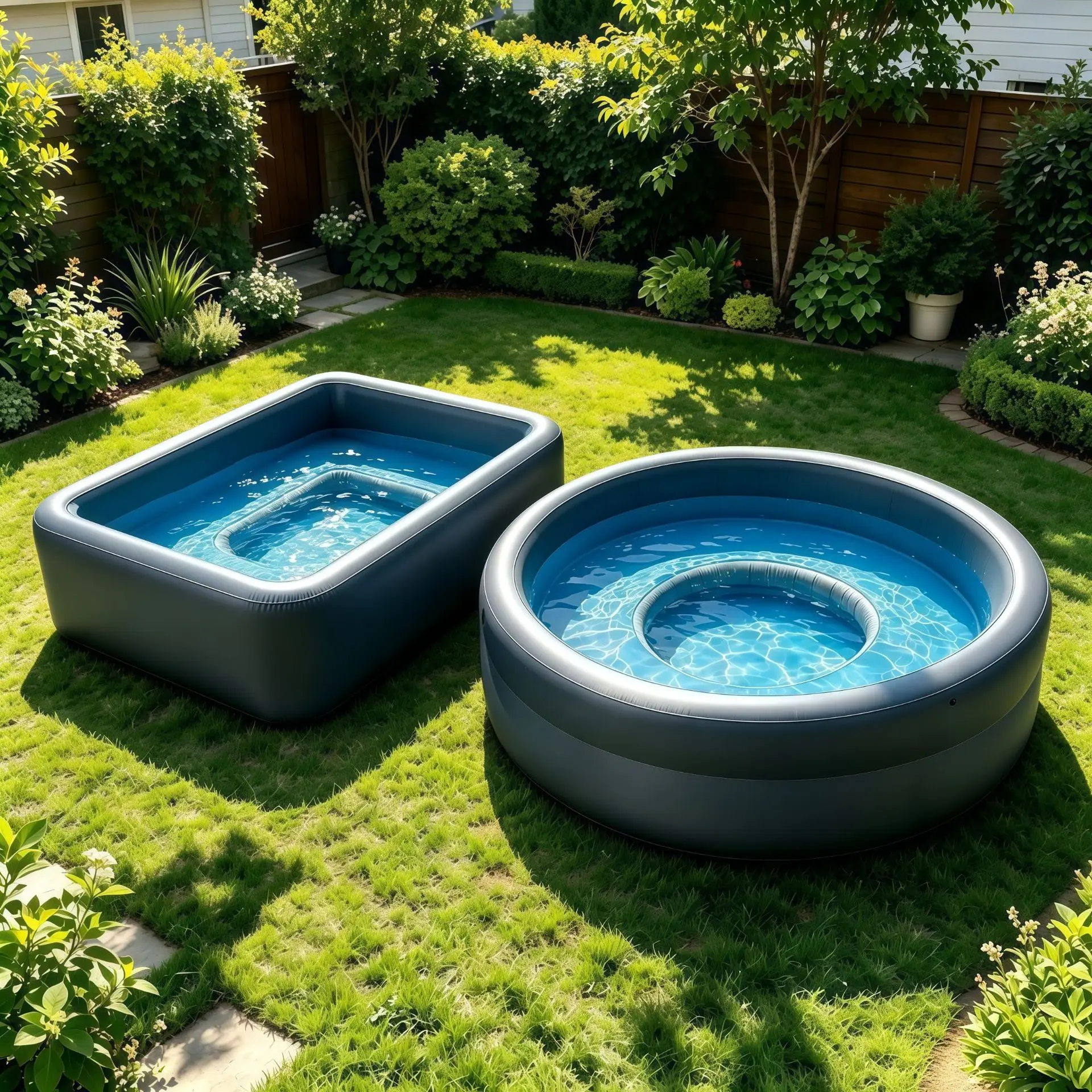 Inflatable Swimming Pool with Built-in Seats, Thickened Brushed Foldable Blow Up Pool for Household & Outdoor Backyard