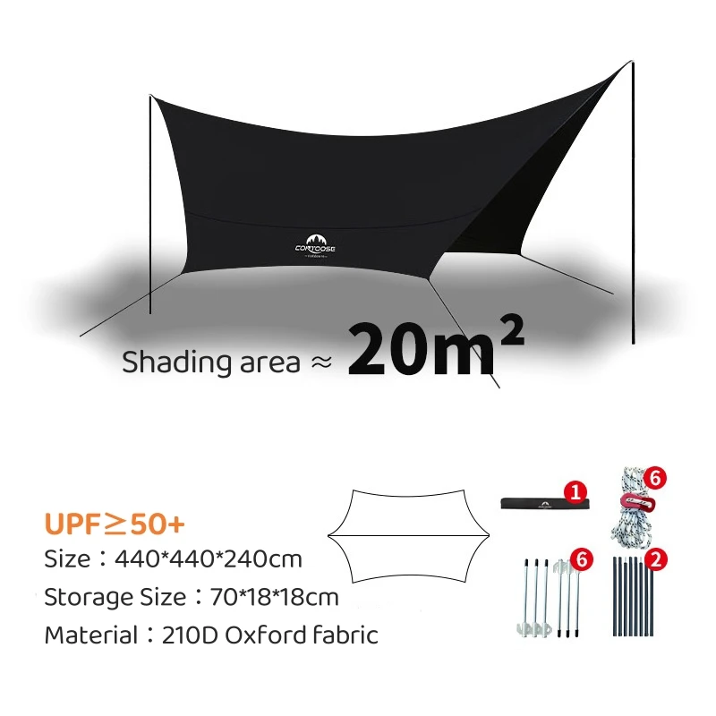 Imagem -05 - Outdoor Camping Vinyl Canopy Protetor Solar Portátil Tenda de Sombra Impermeável Canopy Revestido Preto uv Sun Shelter