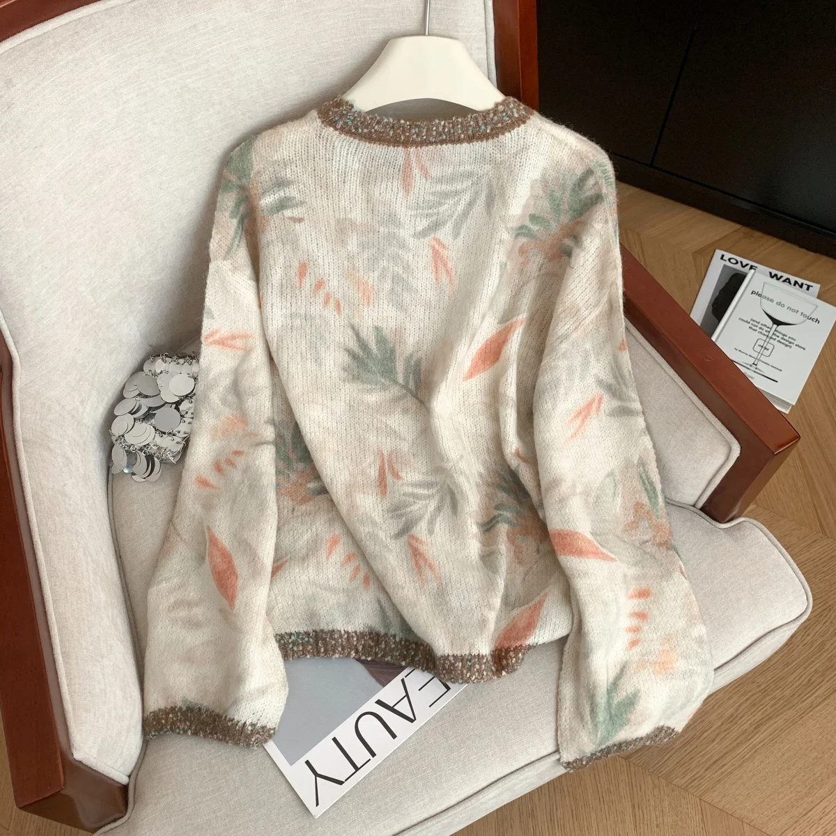 Frauen Rundhals Langarm Gedruckt Casual Pullover Y2K Amerikanischen High Street Fashion Elegante Retro Top Warme Pullover Kleidung