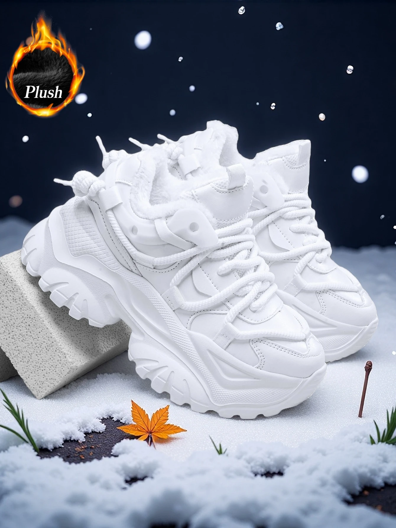 Damen Y2K Sweet-Cool Style Vulkanisierte Schuhe, Leichte Eva-Sneaker mit Dicker Sohle und 7cm Absatzverhöhung, Weiße Freizeitschuhe, Outdoor Ganzjahres Warme Baumwollschuhe – Detail 9