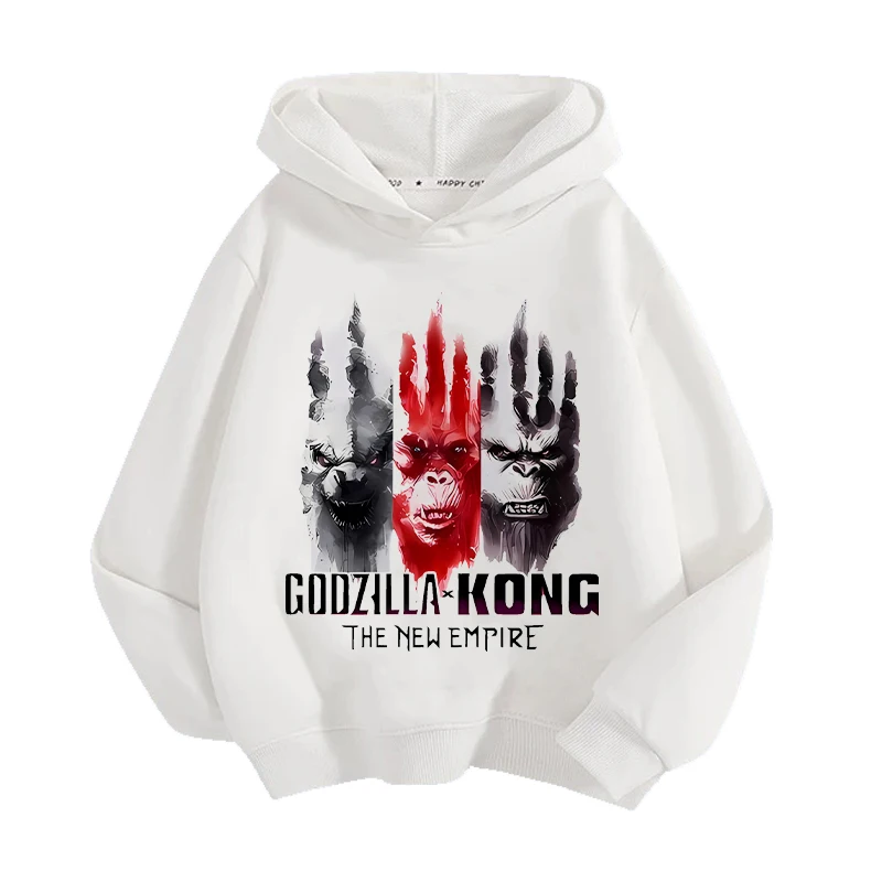 Godzillas VS KingKongs Hoodies Boys New Anime Action Figures Sweatshirt Kids Winter Autumn Warm Pullover Children Clothes Gift