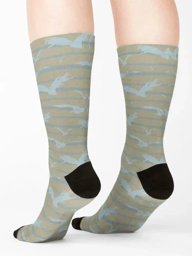 Stripy Birds on a Cold Day Socks football Novelties summer Stockings Socks Women's Men's
