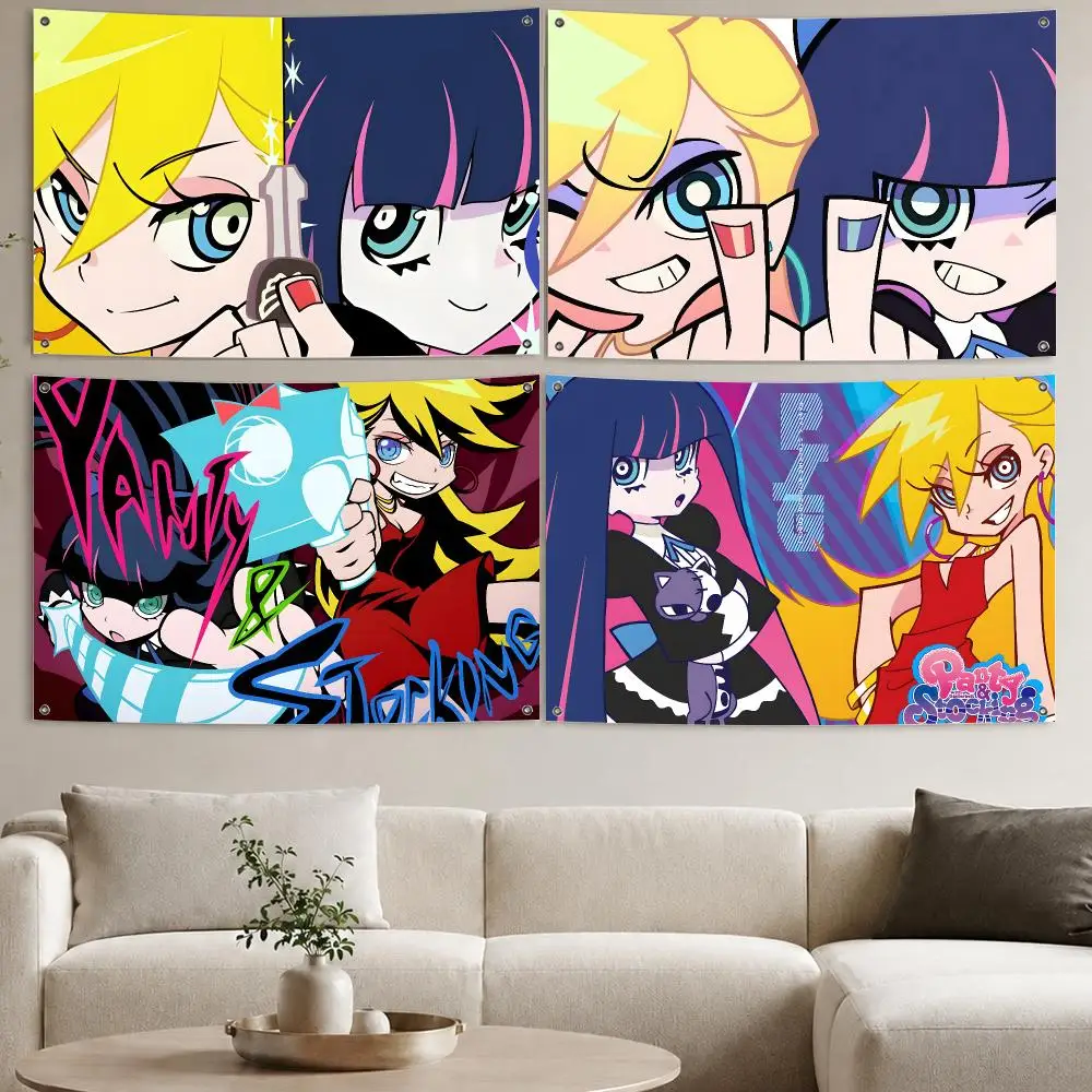 Panty and Stocking with Garterbelt Flags Aesthetic Wall Tapestry Printed Wall Hanging Living Room Party Outdoor Decor
