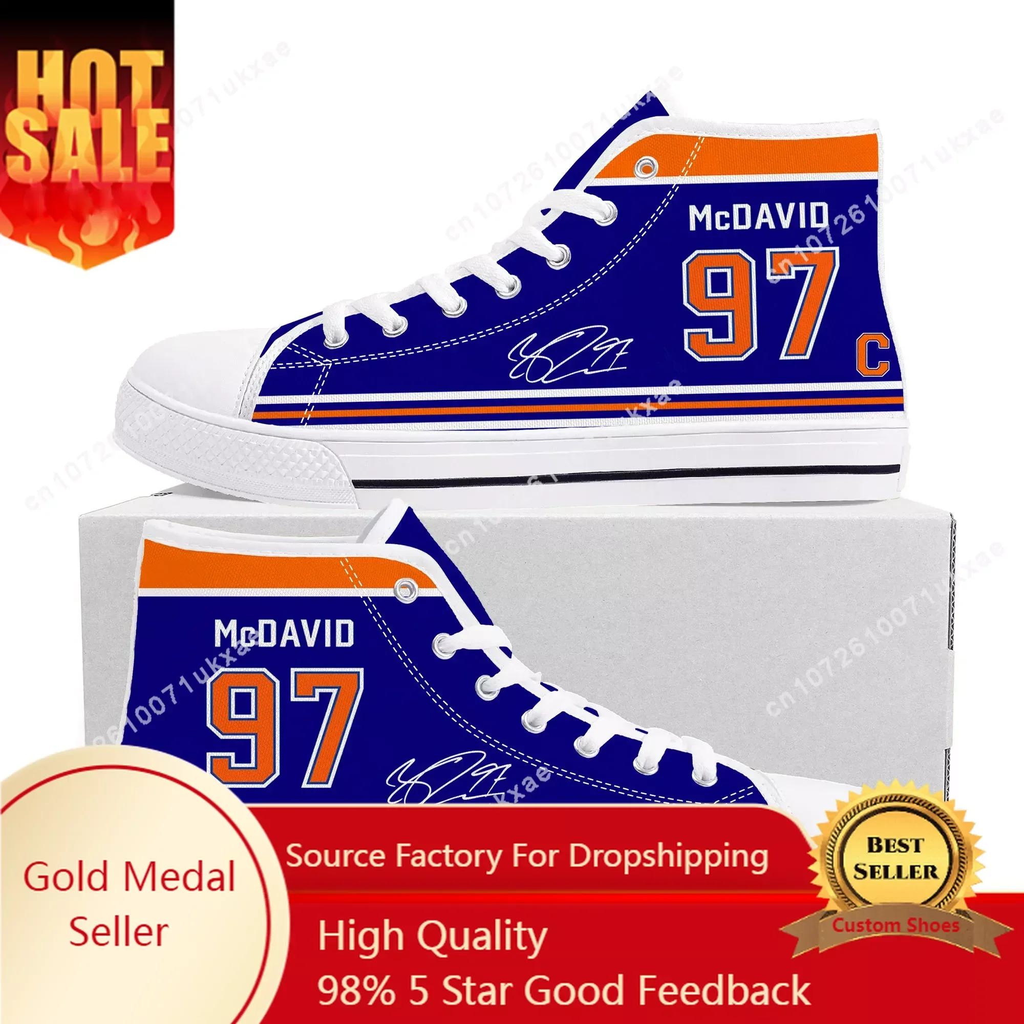 

Connor McDavid ice hockey NO 97 High Top Sneakers Mens Womens Teenager High Quality Canvas Sneaker Casual Shoe Custom Shoes