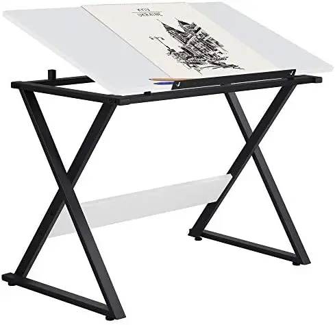Drafting Table for Artists Art Desk Drawing Painting Studying Table w/Tilted Tabletop Art Craft Work Station for Adults