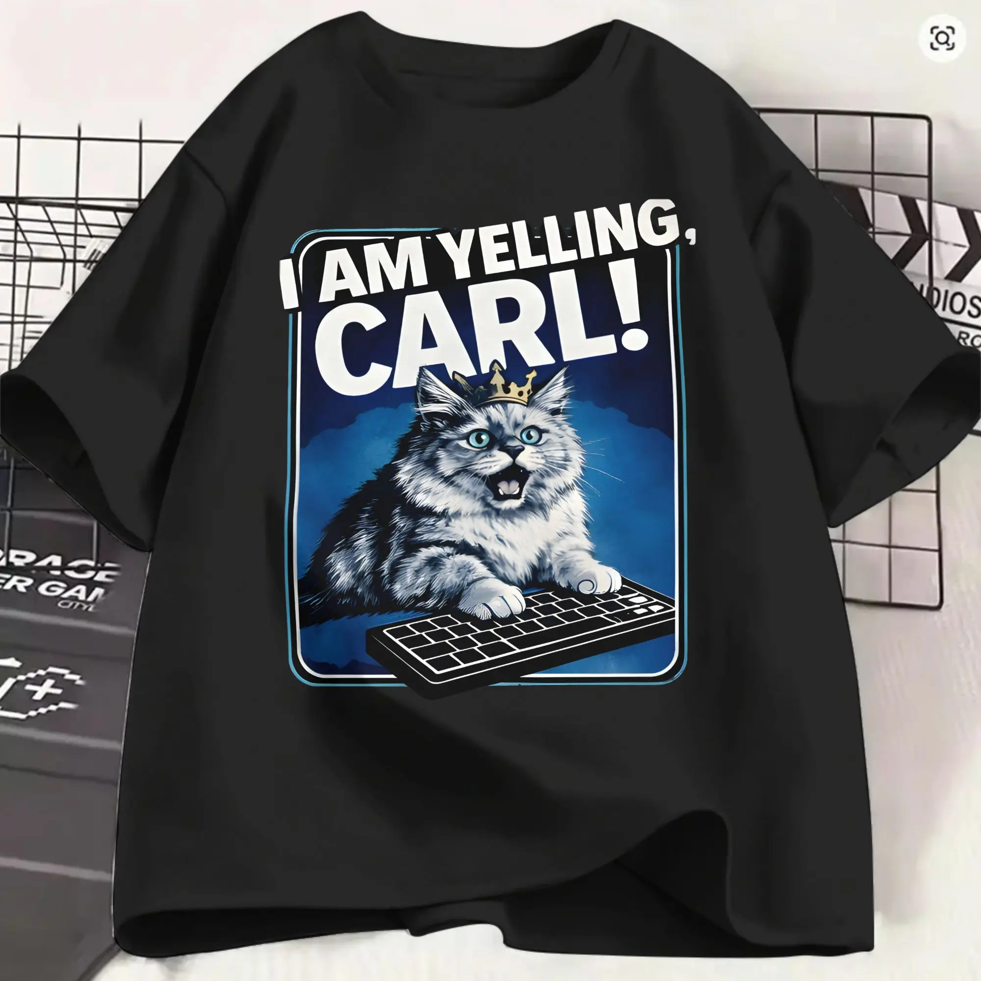 I Am Yelling Carl  T Shirt Summer  100% Cotton T Shirts For Men Hip Hop Custom DIY Tee Shirt Short Sleeve Vintage Top Tees