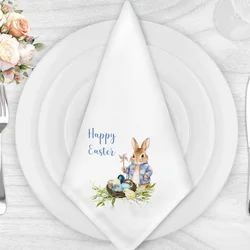 2pcs Bunny Rabbit Happy Easter Napkins Farmhouse rustic home table family friend Dinner Egg Hunt party Decoration sign mom gift