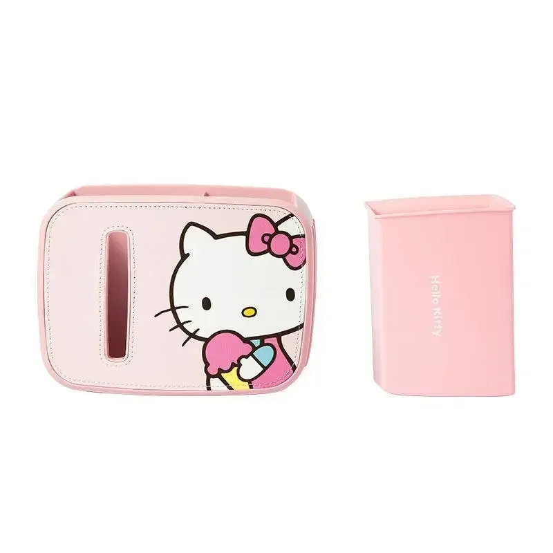 Hello Kitty Anime Kawaii Samochodowy Kosz Na Śmieci Śliczna Kreskówka Sanrio Słodki Ins Kt Kot Pudełko Na Ręczniki Papierowe Wiadro Prezenty Dla Dziewczynek