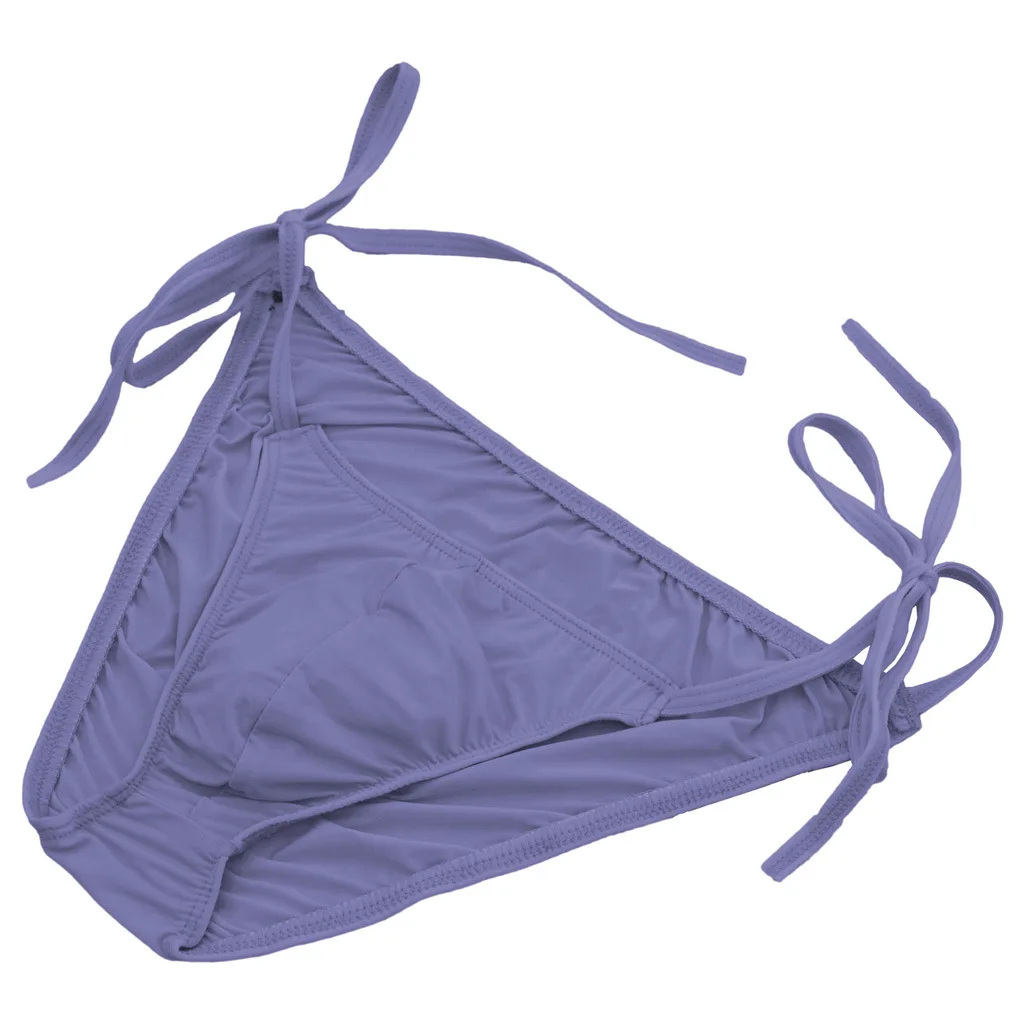 Super sexy men's breathable sissy gay panties elastic laceup sexy panties seamless hip cover men's solid color panties 16 colors