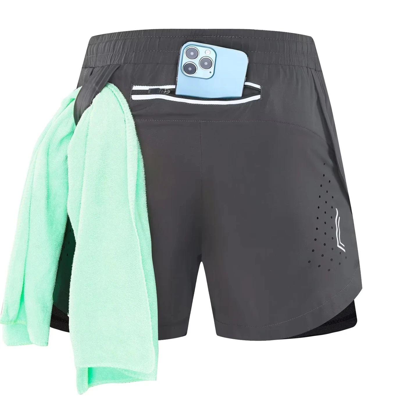 

Men Running Shorts 2 in 1 Zipper Outdoor Sport Clothing Exercise Gym Fitness Cycling Shorts Spandex Jogging Breathable Quick Dry