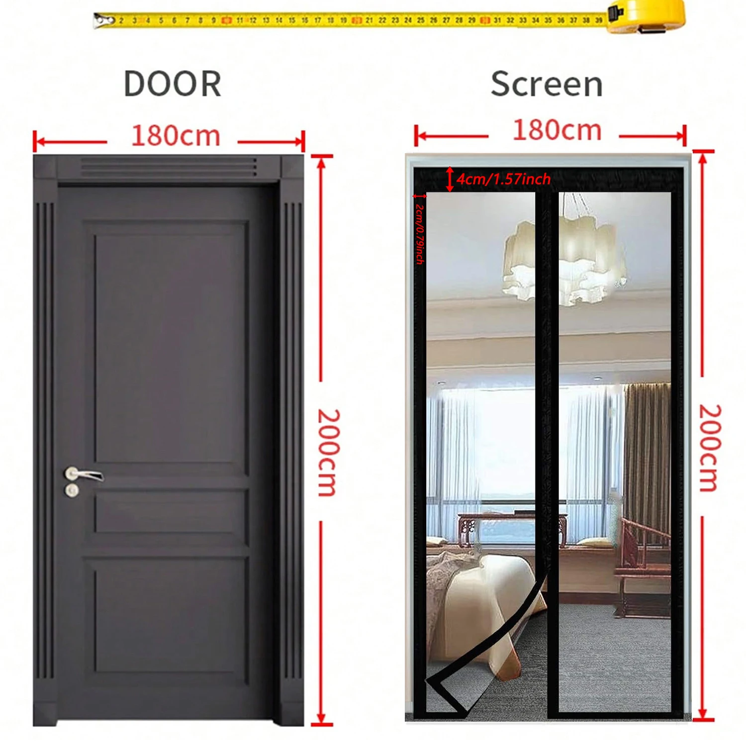 Magnetic Air Conditioning Door Curtain, Windproof and Warm Bedroom, Kitchen Oil Fume Proof and Non Perforated Transparent Film