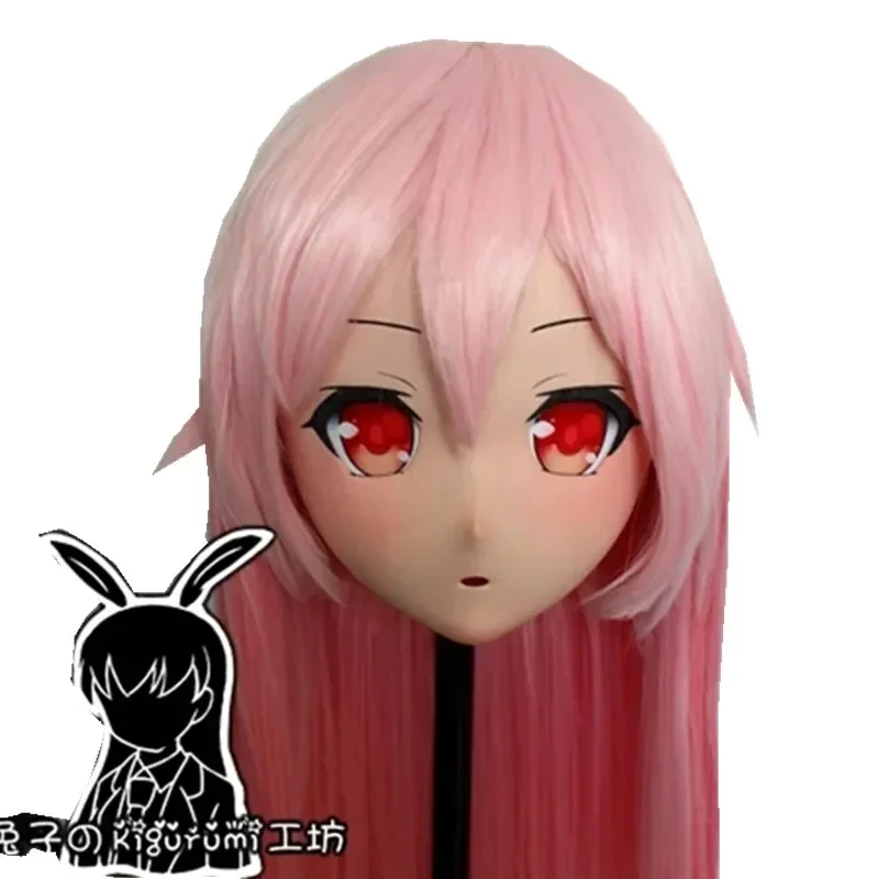 (Rabbit 105) Resin Cross-Dress Lolita Girl Head BID Doll Mask Japanese Anime Production.I.G Yuzuriha Inori Kigurumi Mask Cosplay