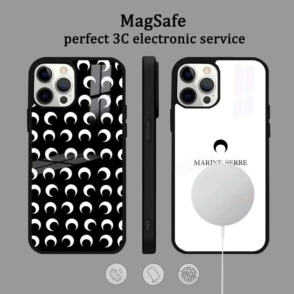 Fashion Brand M-Marie Serre-E Phone Case For IPhone 16 15 14 13 12 11 Pro Max Plus Mini Magsafe Mirror Wireless Magnetic Cover