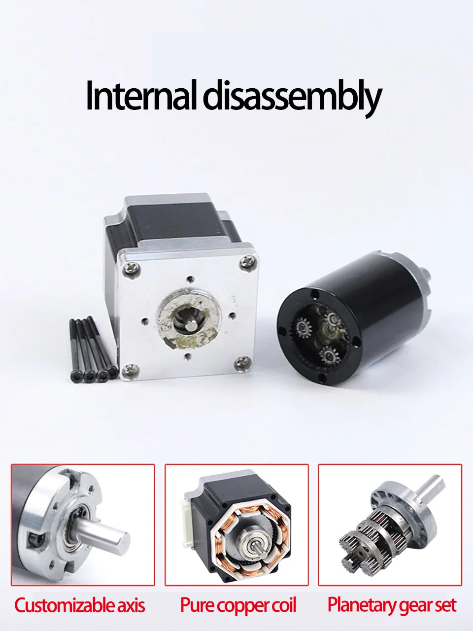 NEMA23 Stepper Motor With Planetary Gearbox 42GP-57ST Worm Gear Reducer Large Torque DC motor 1.8 ° 57mm Hybrid Stepper Motor