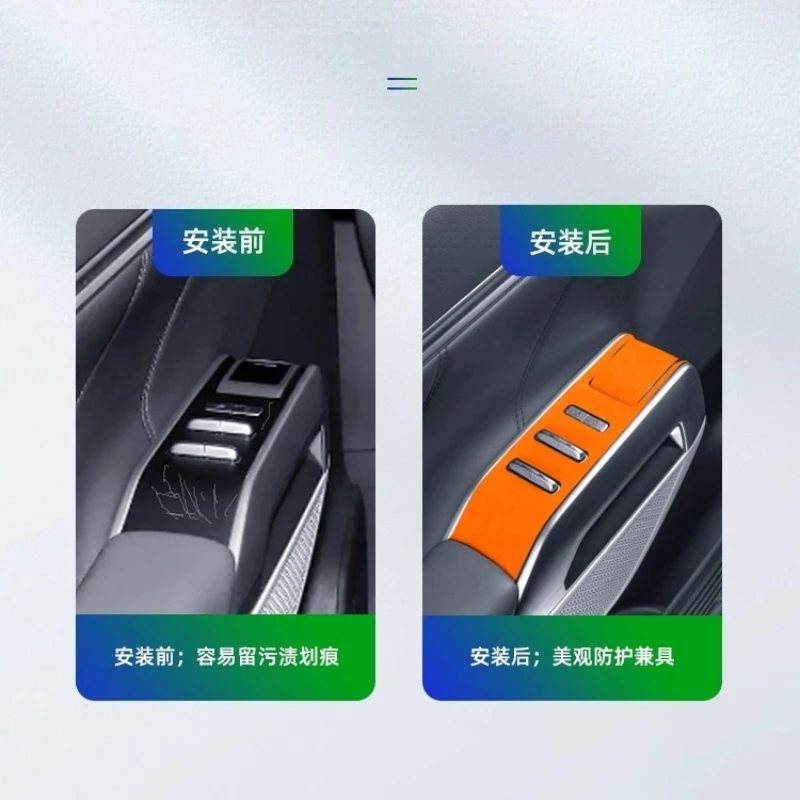 Per Changan DEEPAL G318 2024 Alcantara Pelle Scamosciata Pulsante Porta Adesivo Decorativo Interni Auto Accessorio Modificato